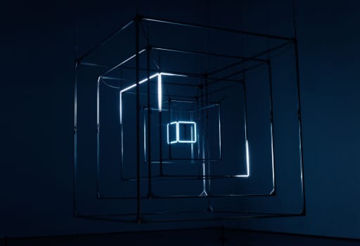Illuminated cube light installation